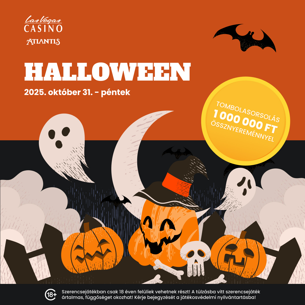 Witch hat, pumpkin and bats – Halloween vibes