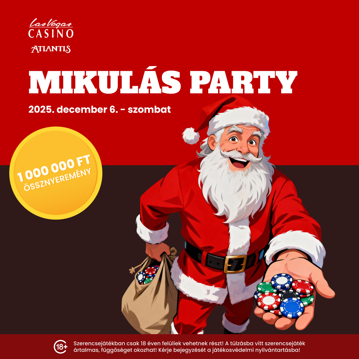 Santa with casino chips – Santa Party at the casino